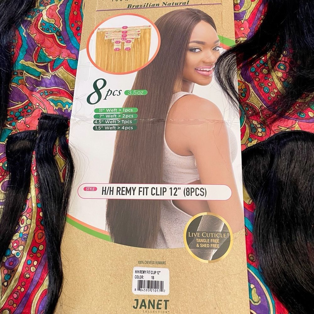 Janet Collection 100% Remy Human Hair Fit-Clip 12" 8PCS